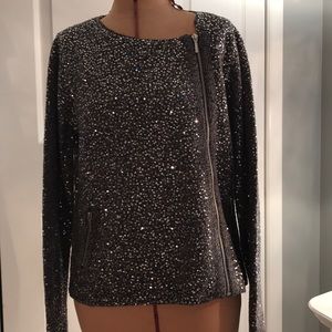 Zippered cardigan sweater jacket